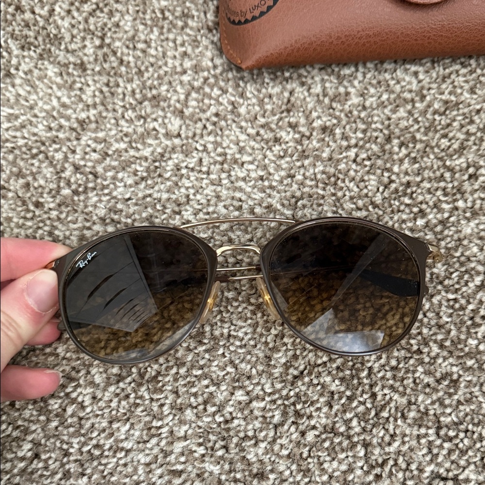 Ray-Ban Brown Gradient Double-Bridge Sunglasses with case